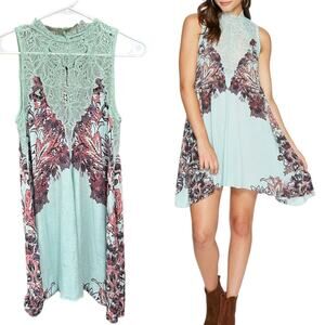 NWT Free People Womens Marsha Lace Slip Mini Dress Mermaid Green X-Small